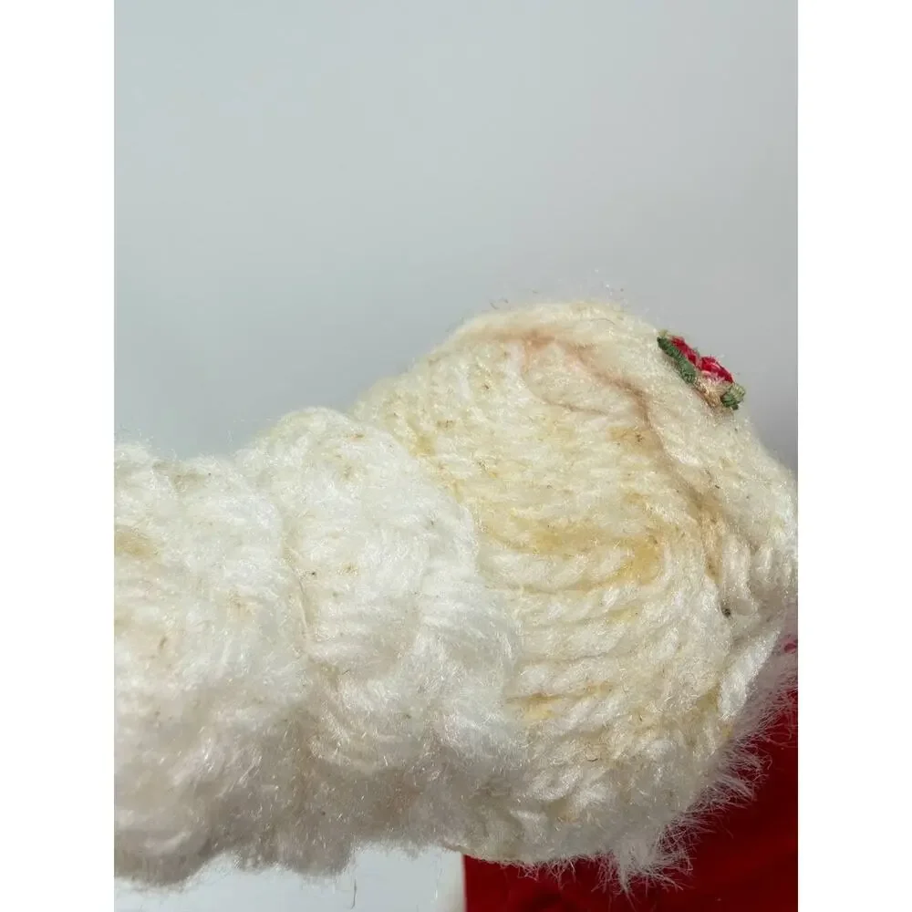 Vintage Handmade Mrs Claus Christmas Doll Red Felt Folk Art Holiday Decor